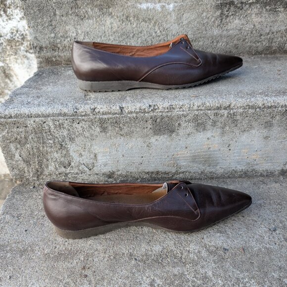 Vintage Shoes Brown Flats Pointy toe German Görtz Womens 10.5 - Picture 6 of 8